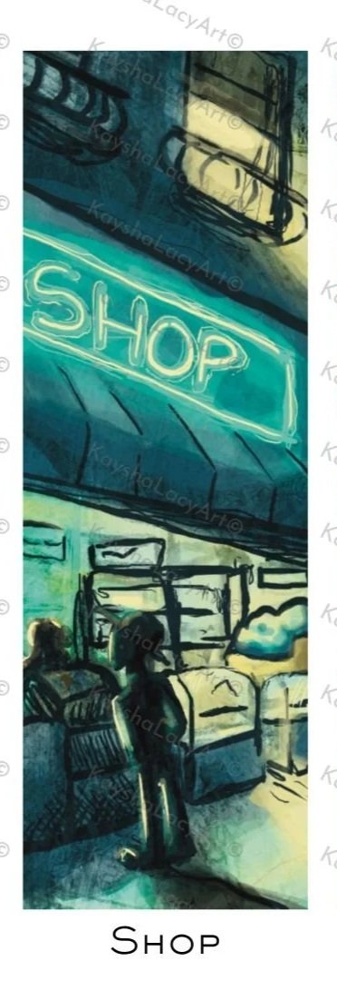 Neon "Shop" Holographic Standard-Sized Bookmark