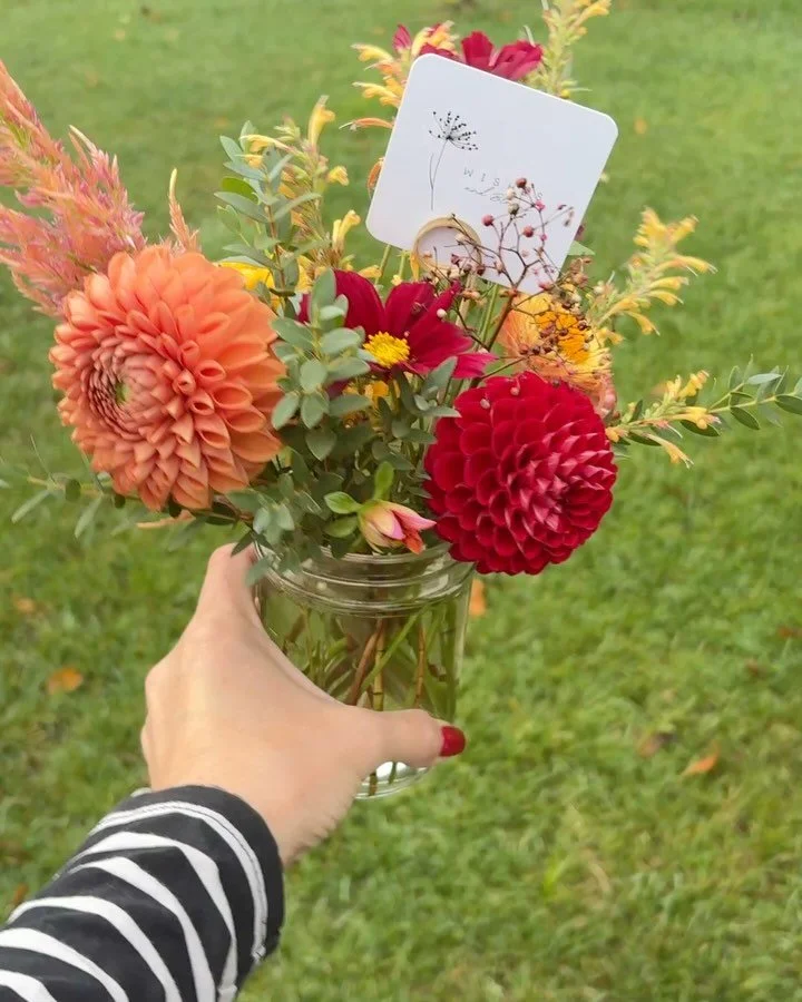 Hoping for flowers this Monday morning? We’ve got you covered! Stop by the Bloom Cart to cheer up your dreary wearies! 
Also, I grew that maroon dahlia all by myself π
3971 Umbarger Ln.
Look for the signs on Taft
$30 each via Venmo or exact