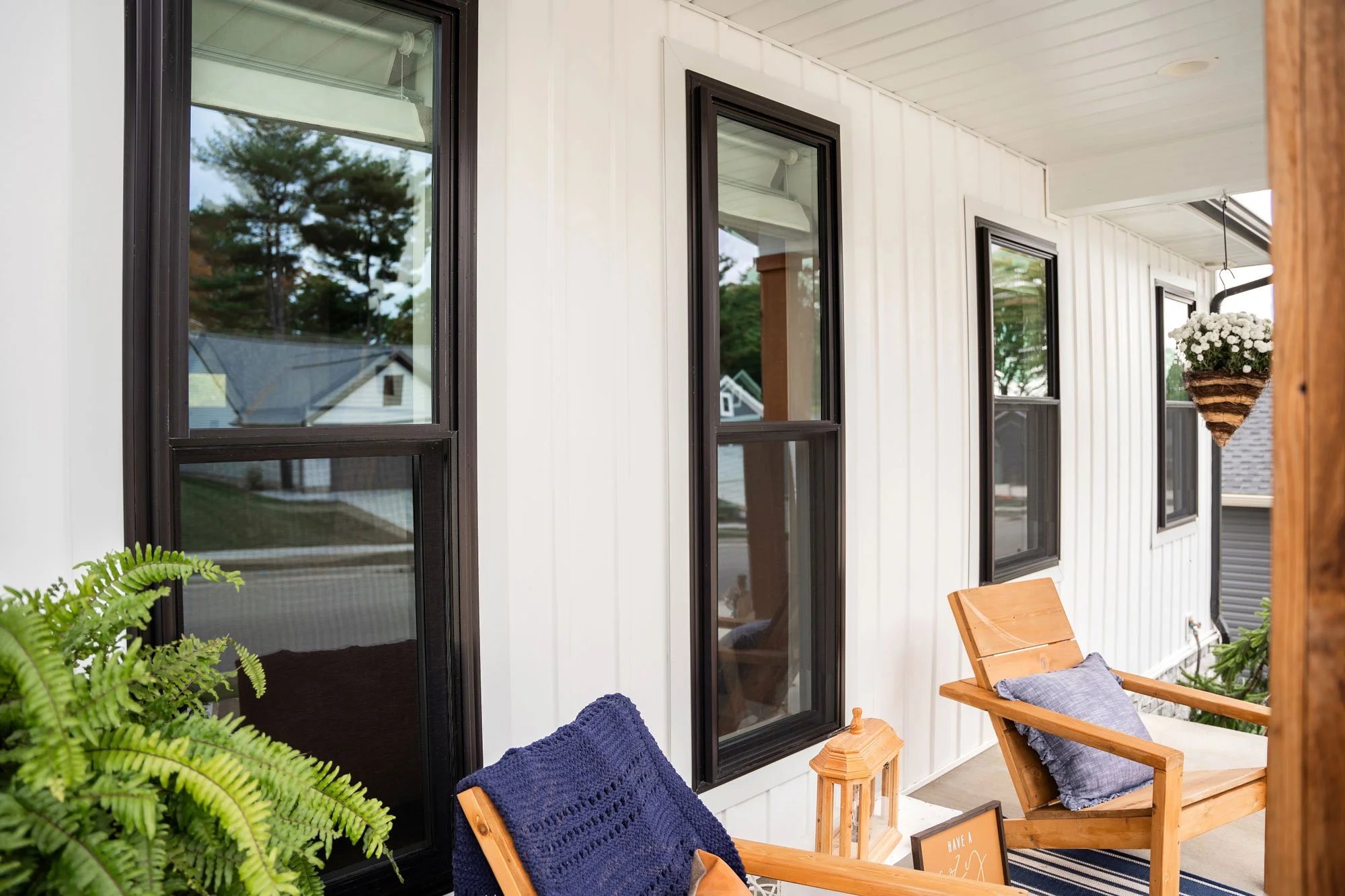 Double Hung in Textured Matte Coal Black on Front Porch