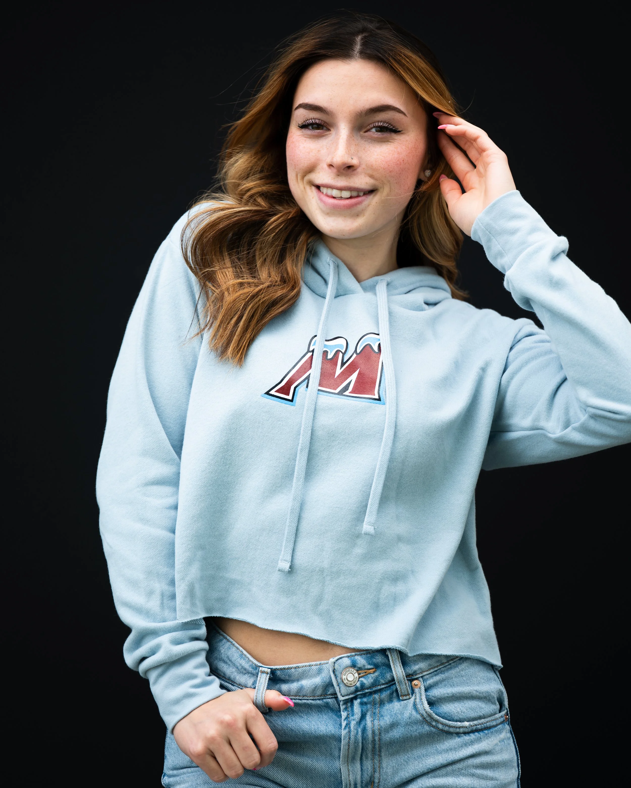 Cropped Women's Hoodie Blue