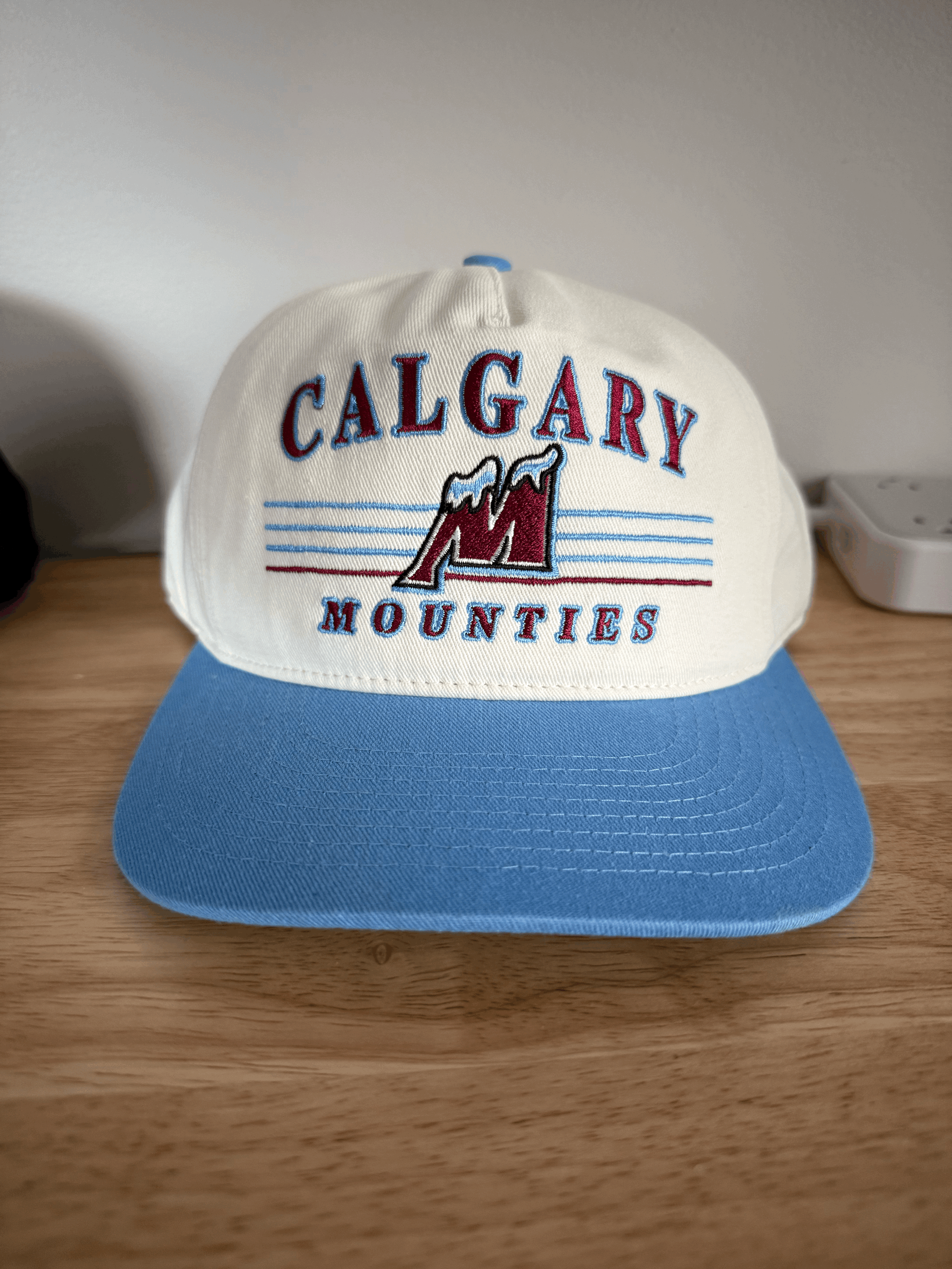 Cream and Blue Retro Hat