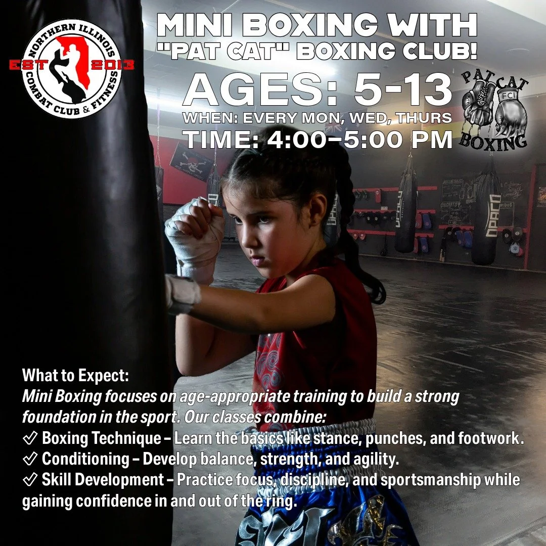 Little gloves. Big confidence. 🥊

Our Mini Boxing with Pat "Cat&rdquo; Boxing is built just for kids ages 5&ndash;13&mdash;teaching fundamentals, discipline, and confidence in a fun, safe environment.

📅 Mon / Wed / Thurs
⏰ 4:00&ndash;5:00 PM

