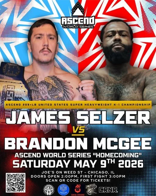 🔥FIGHT ANNOUNCEMENT!🥊 
ASCEND WORLD SERIES: HOMECOMING
📅 Saturday, May 9, 2026
📍 Joe&rsquo;s on Weed St &mdash; Chicago, IL

Northern Illinois Combat Club&rsquo;s Brandon McGee @br.andon409  steps into the Ascend ring to fight for the 209+ lb U.S