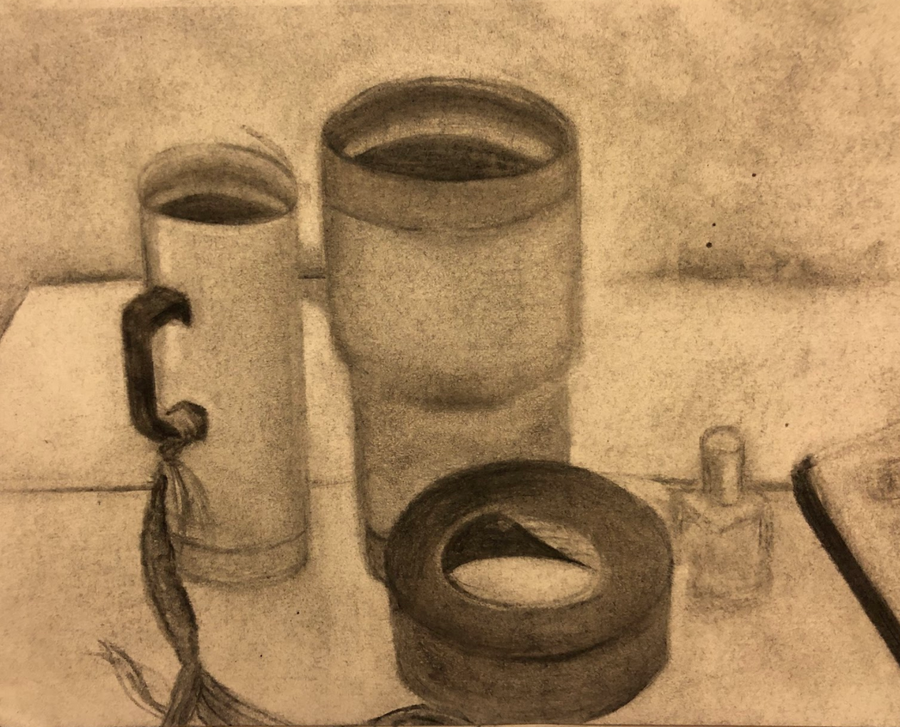 Still Life 1, 2020, charcoal