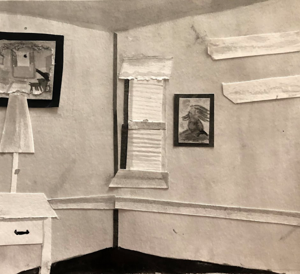 Bedless, 2020, paper, charcoal