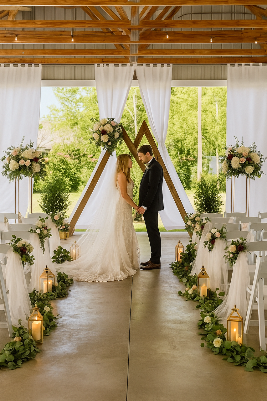 Bride and Groom moments after the ceremony standing hand in hand at the Orchid Venue