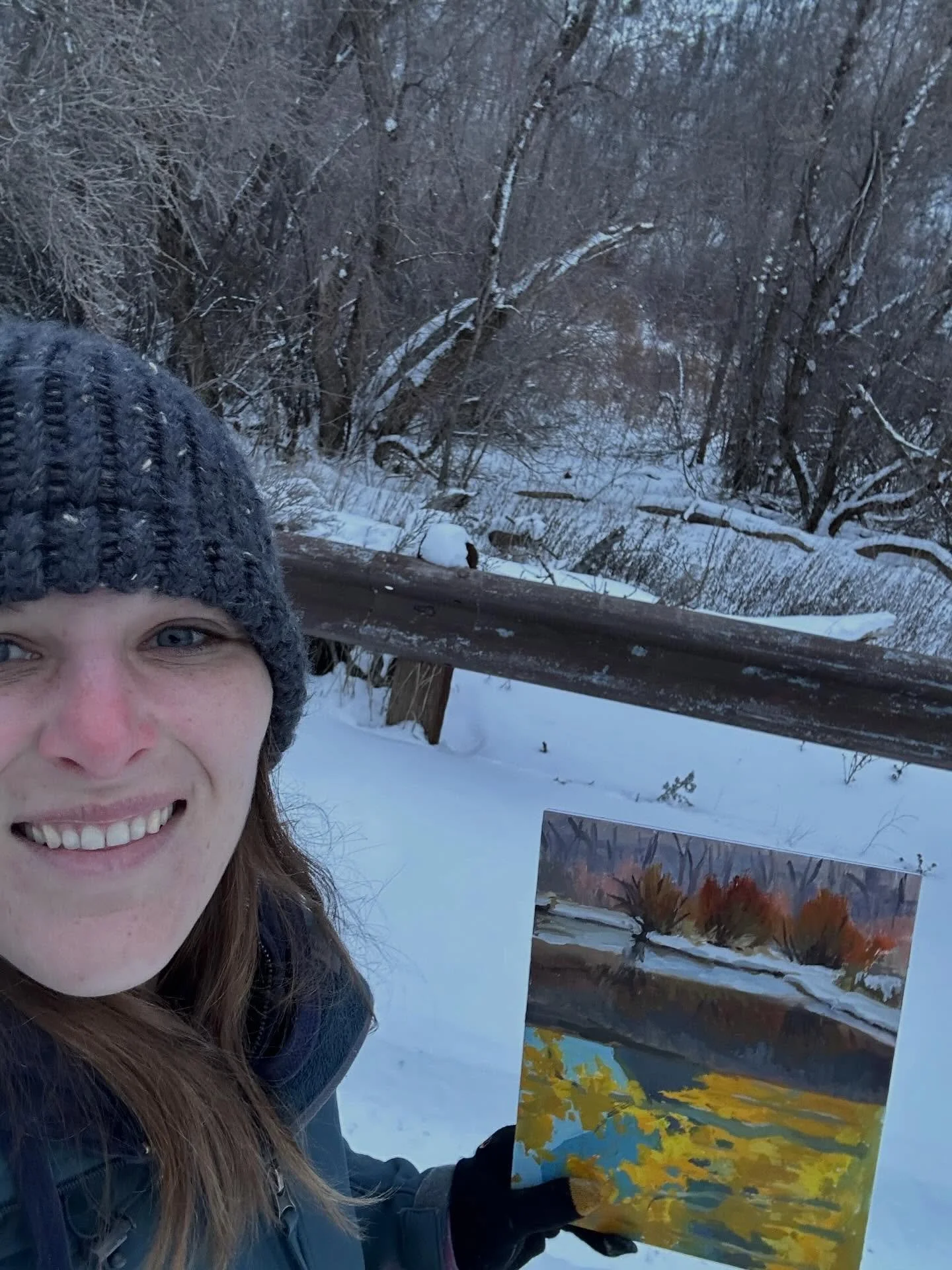 A little snowy adventure from last week, our one week of winter so far this year here in Utah. So of course I had to try and paint some snow, and those dogwoods just were screaming to be painted. 

Unfortunately the only panel I had with me was half 