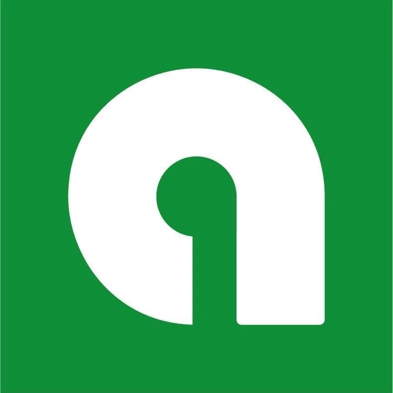 Grüner Hintergrund mit einem weißen Kleinbuchstaben "a" in der Mitte.