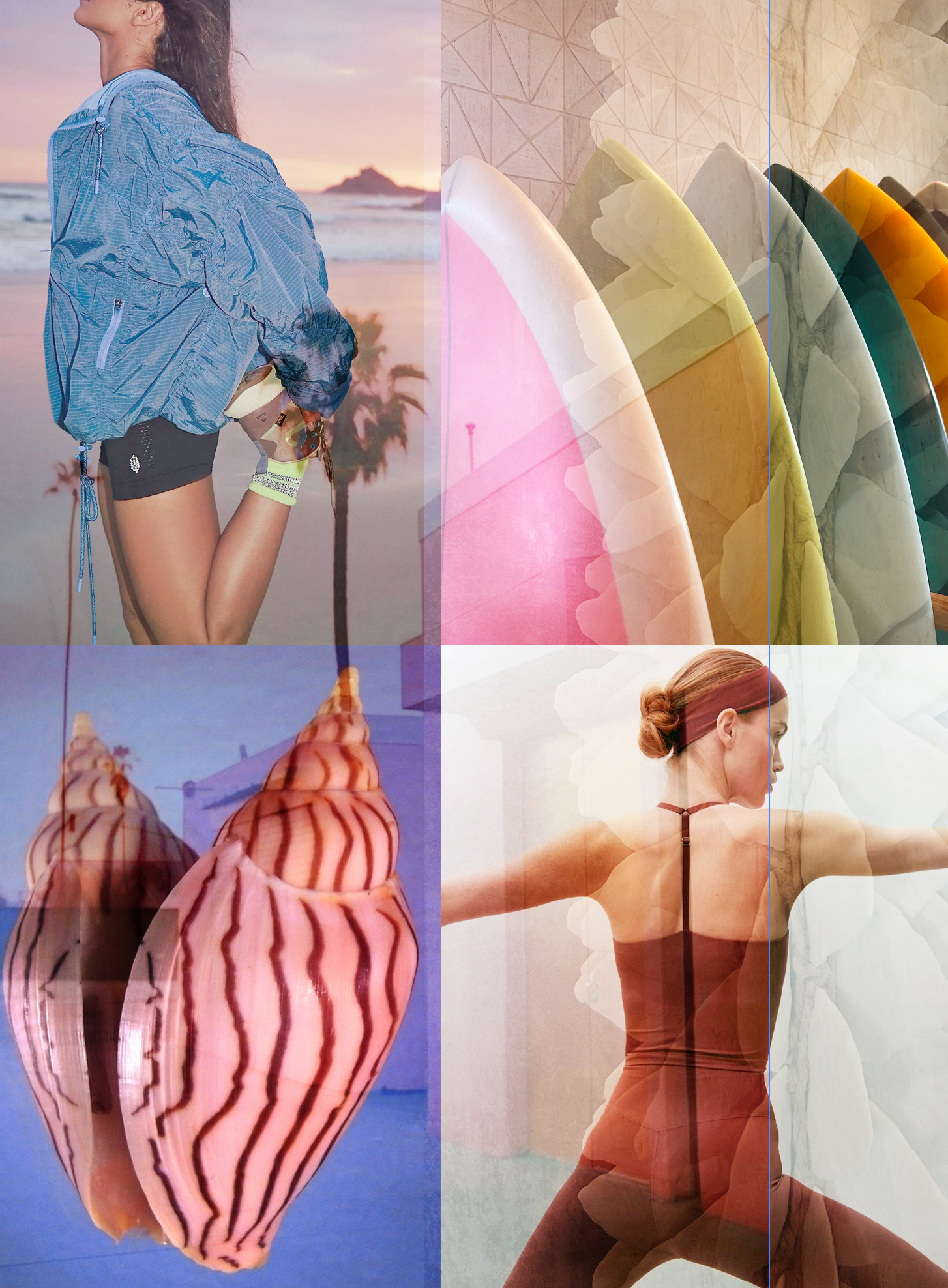Active wear trend Board, surf, yoga, pink and brown Shell