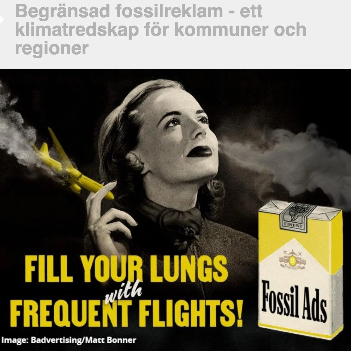 Hur kan kommuner och regioner begr&auml;nsa fossilreklam? L&auml;r dig mer p&aring; detta digitala webinarium p&aring; @kthuniversity den 5 mars klockan 11:30-13:00. 

Allt fler st&auml;der och regioner tar beslut om att begr&auml;nsa fossilreklam p&