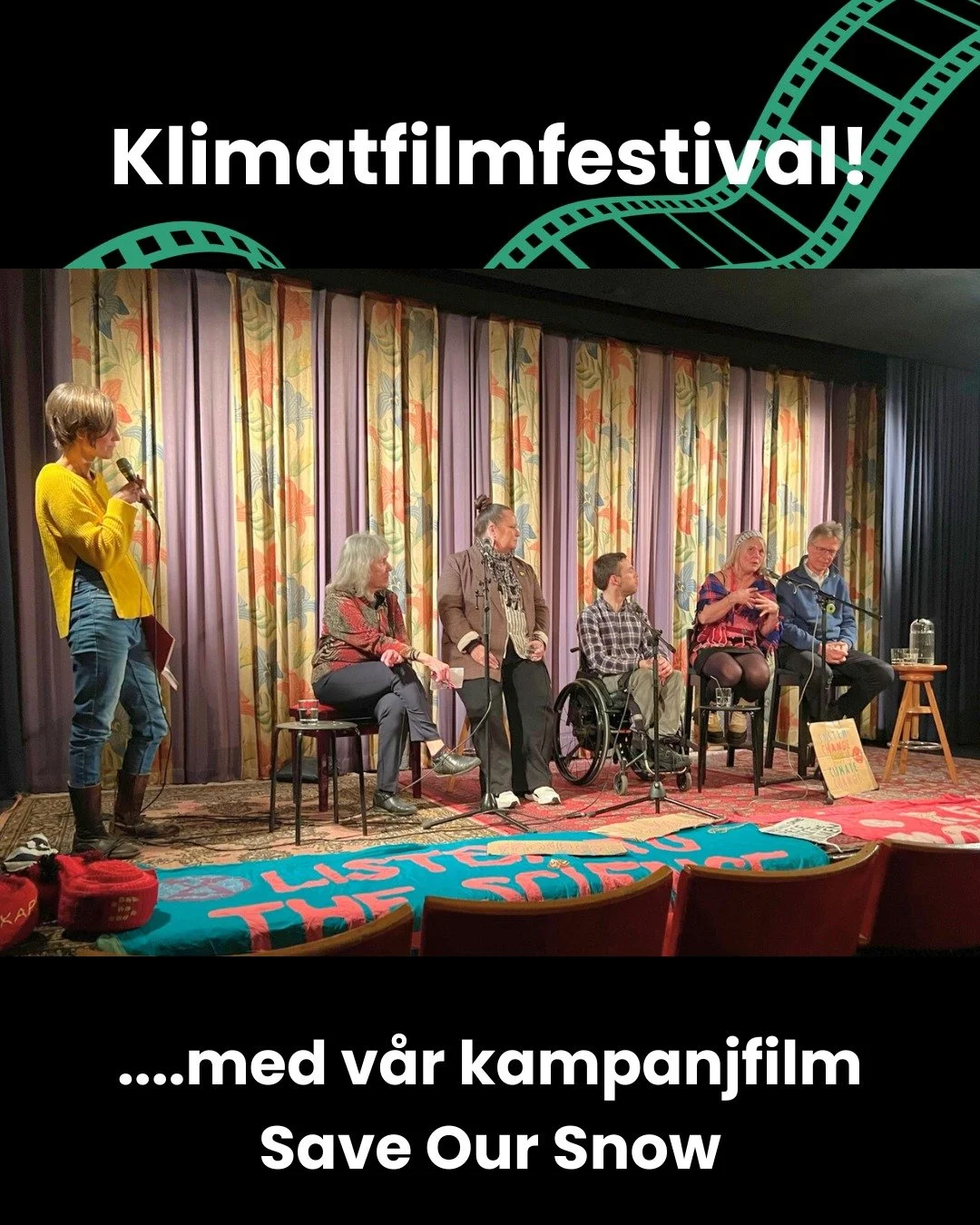 Biopremi&auml;r f&ouml;r Save Our Snow p&aring; Tellus! 

I l&ouml;rdags var det klimatfilmsfestival p&aring; biografen Tellus i Midsommarkransen, Stockholm. Det blev ett myller av m&auml;nniskor, filmer och samtal - och biopremi&auml;r f&ouml;r v&ar