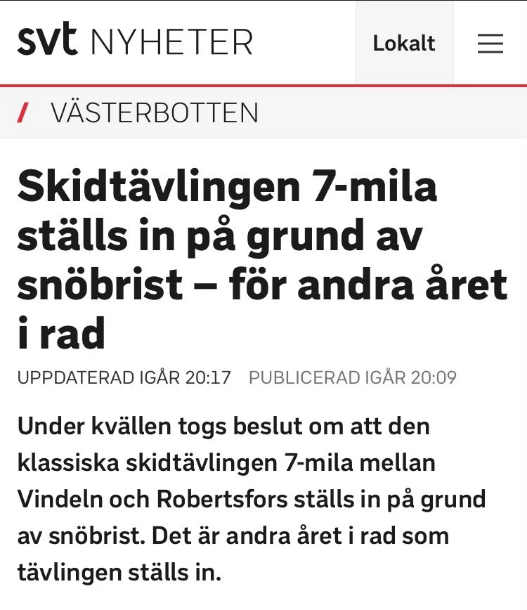 Traditioner f&ouml;rsvinner n&auml;r klimatet f&ouml;r&auml;ndras 🥺

Vintersporten &auml;r beroende av sn&ouml;, &auml;nd&aring; l&aring;ter vi fossilbolagen sponsra sporten. Dags att det f&aring;r ett slut! #banfossilads #saveoursnow