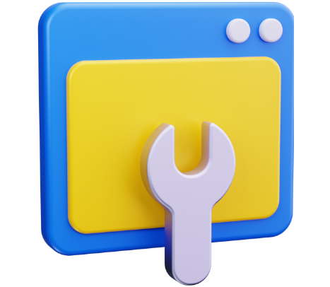 rendering of computer screen with a wrench