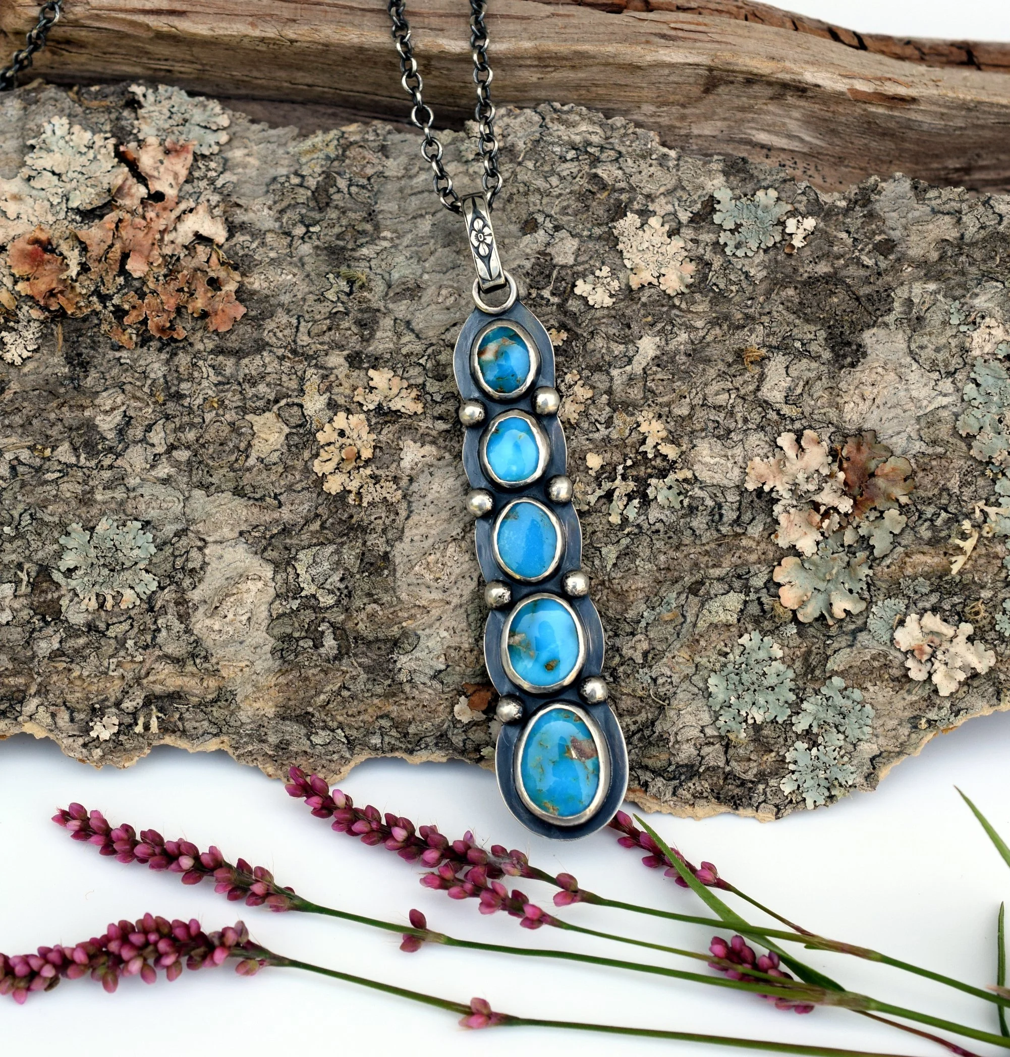Sonoran Rose Turquoise and Sterling Silver Cairn Necklace