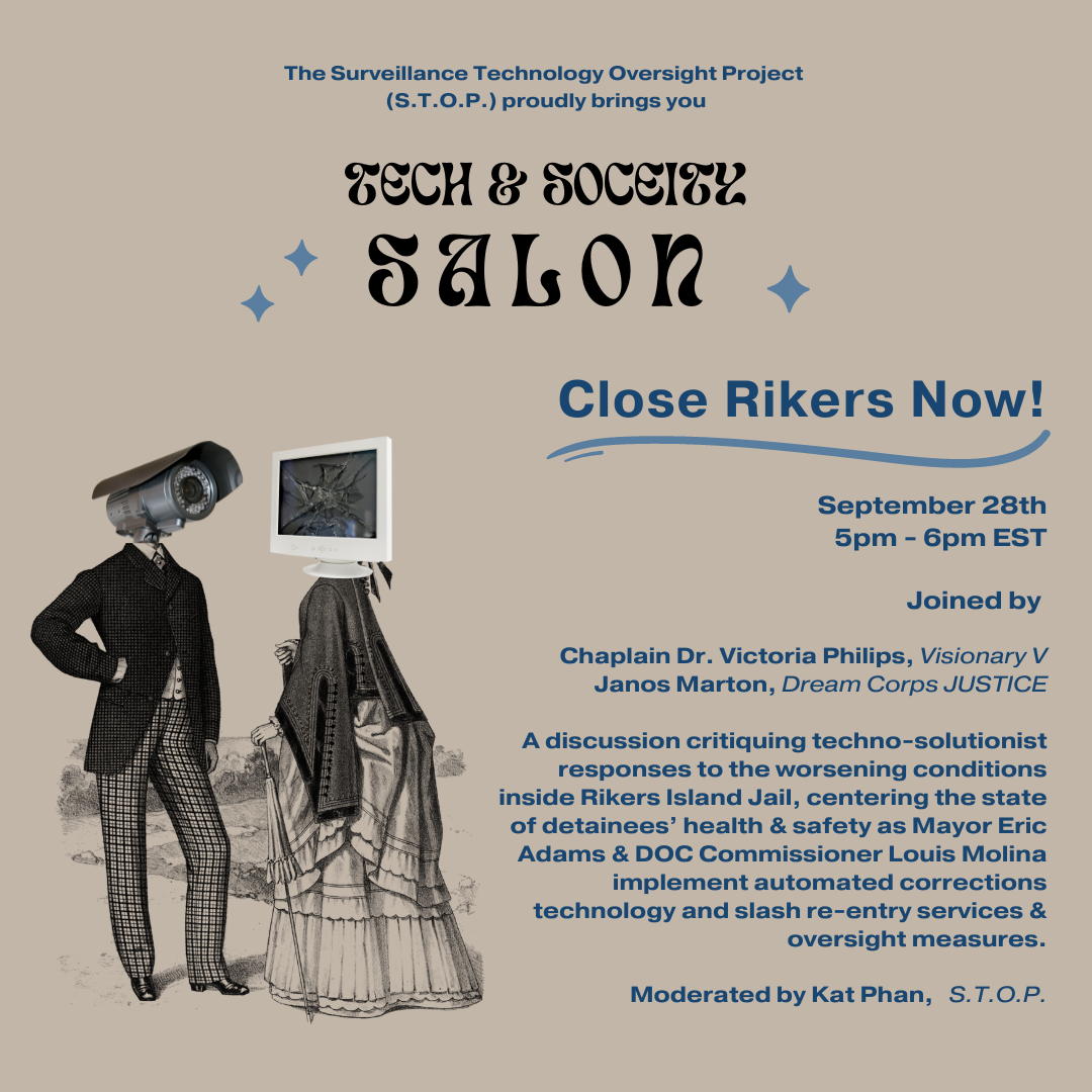 Tech &amp; Society Salon: Close Rikers Now!