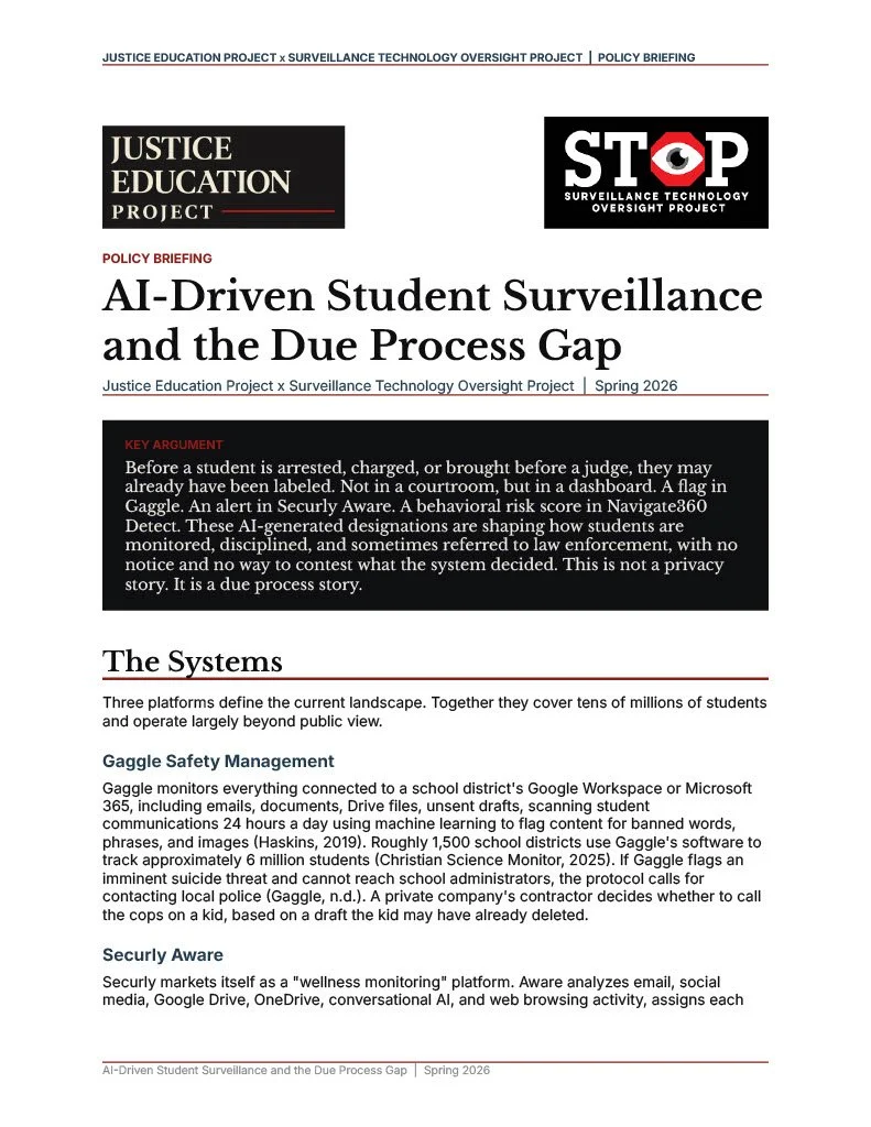 Policy Briefing: AI-Driven Student Surveillance and the Due Process Gap