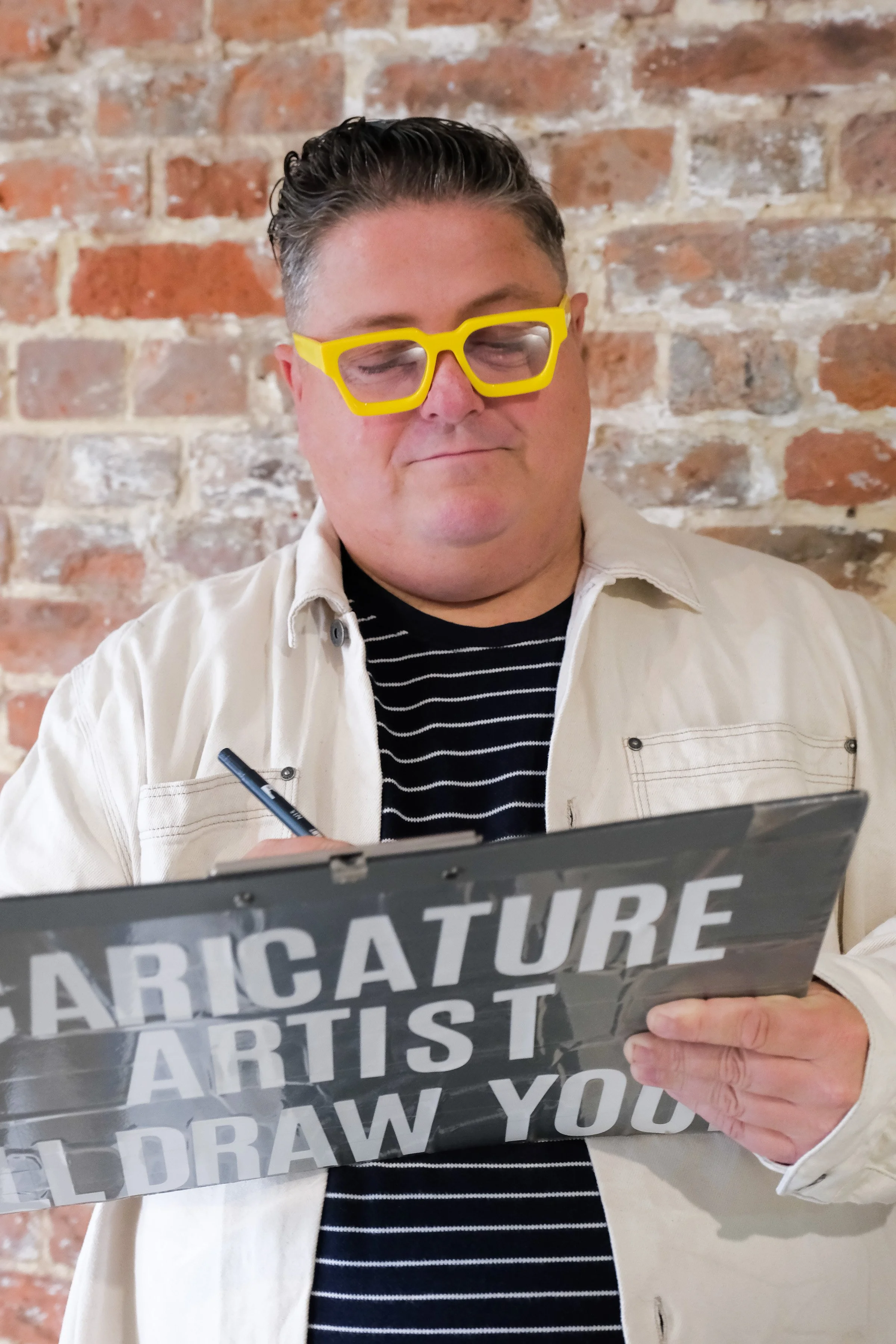 Live caricature artist at a 50th birthday party, Isle of Wight