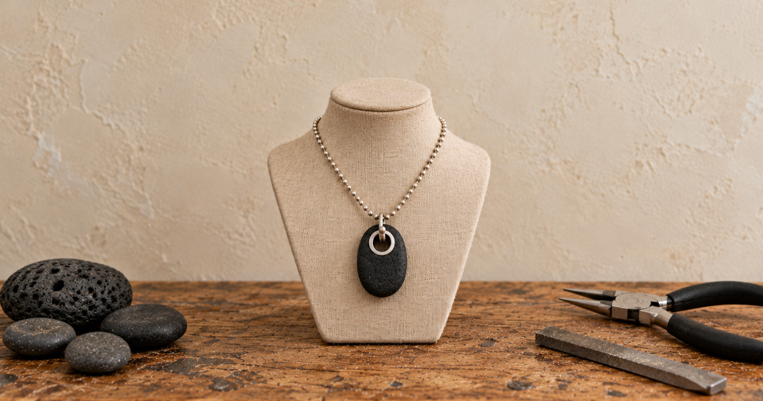 Riveted Riverstone Pendant