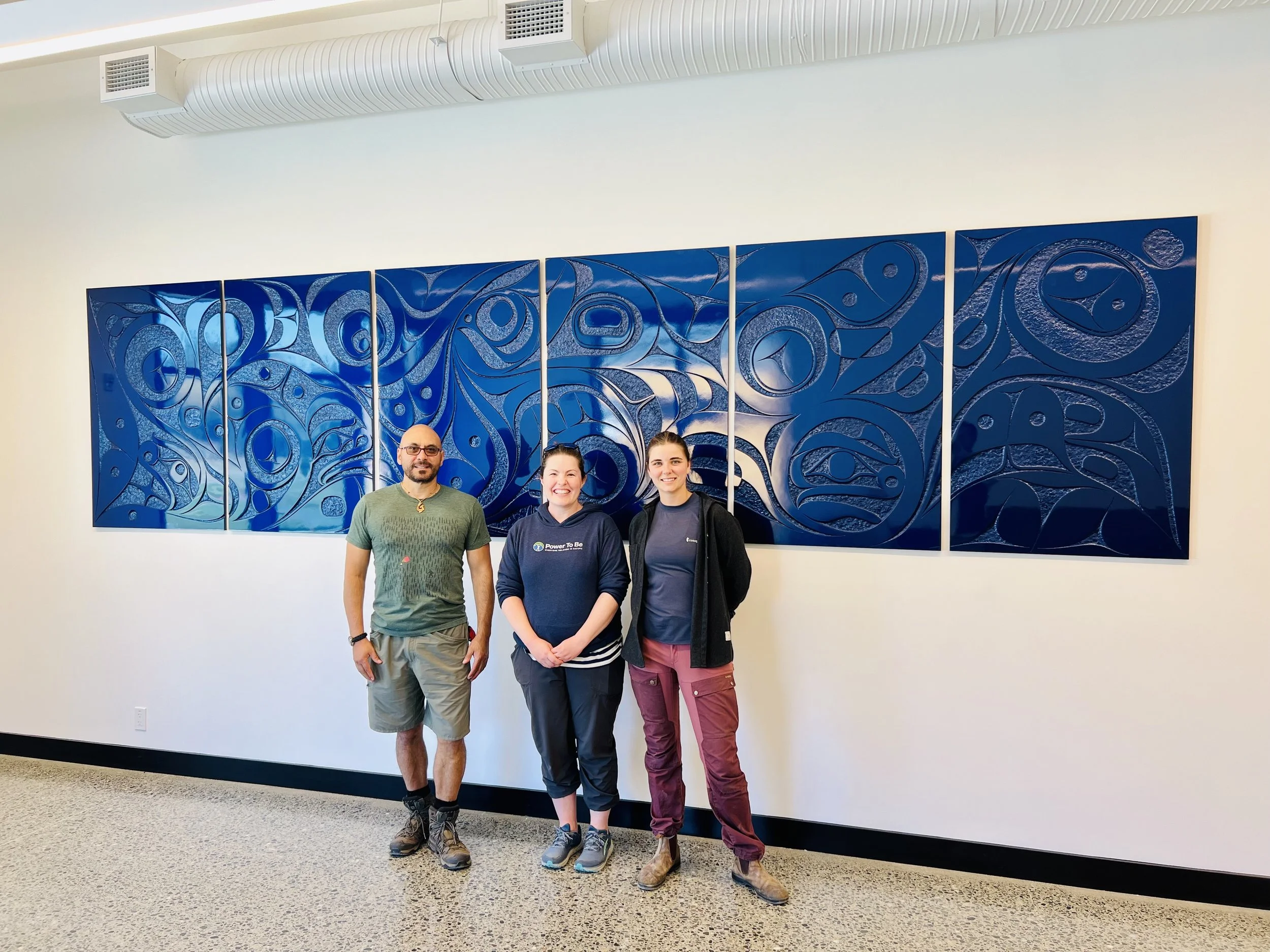 Ocean, a series of panels in high polish automotive paint, commission for Power to Give, Victoria BC