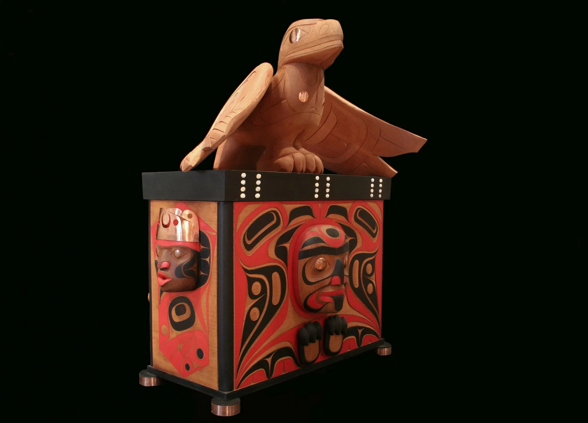Raven sitting on chest, private collection