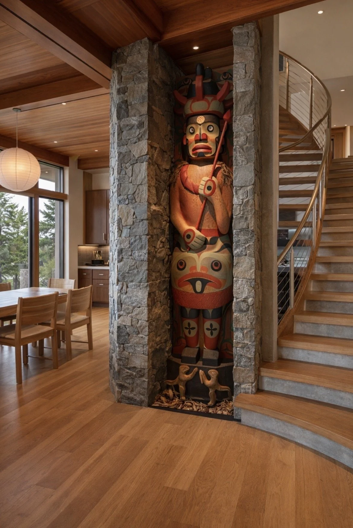 Flat back totem of Kumugwe, king of the undersea world. Commission to fit that specific space.