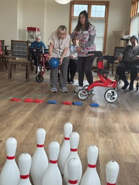 Strikes, smiles, and lots of laughter! 🎳 Our residents had a ball hitting the lanes and cheering each other on&mdash;proving a little competition is fun.
.
.
.
#AssistedLiving #SeniorLiving