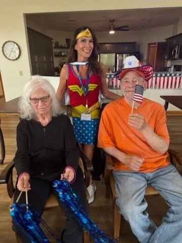 Our very own superhero flew in for Moving &amp; Grooving with Nadia! 💥🦸&zwj;♀️ Dressed as Superwoman, Nadia brought the energy, smiles, and motivation as we danced, stretched, and stayed active together. It was a super day filled with laughter, mov