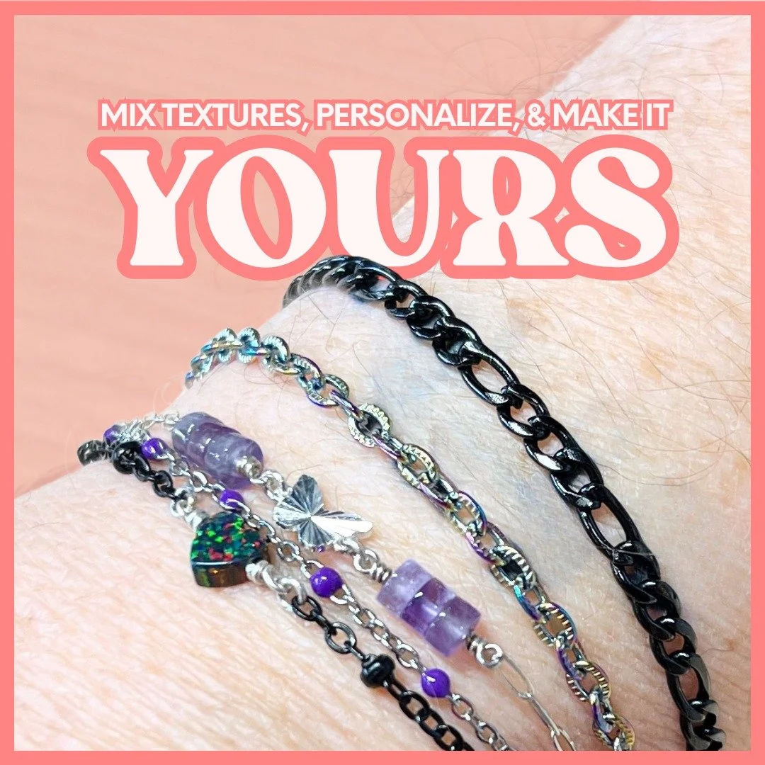 Mixing chains is my favorite part. Different textures, a little color, maybe a charm&hellip; it just makes your stack feel way more you. 🔗❤️

#braceletstack #permanentjewelry #customjewelry #stackedstyle