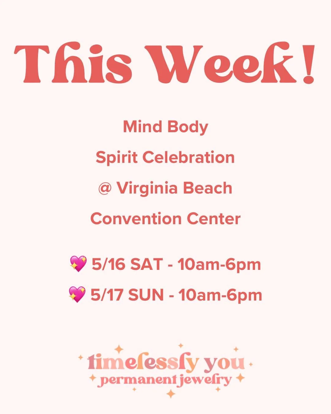 Big schedule change! ✨ We&rsquo;ll now be at the Body Mind Spirit Celebration at the Virginia Beach Convention Center this Saturday and Sunday from 10AM&ndash;6PM. We won&rsquo;t be at Chesapeake Jubilee. 

I&rsquo;m bringing some extra magic with me