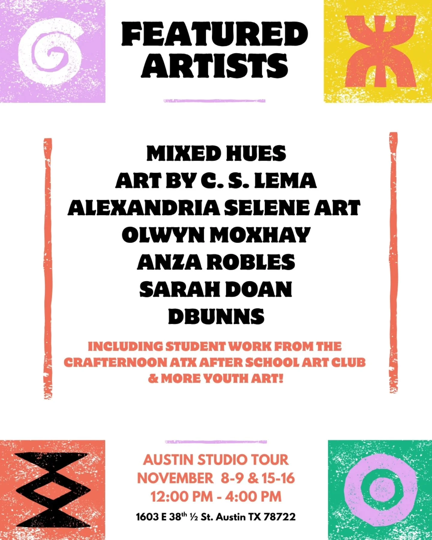 🌼 Meet The Artists In Our Show! 

Come support the local artists in our gallery alongside our youth artists.

@mixed_hues 
@camillesimonelema 
@alexandriaseleneart 
@olwynmoxhayart 
@dbunns 
@anzarobles 
@lilacdoodz 

🖼 All work on display will be 