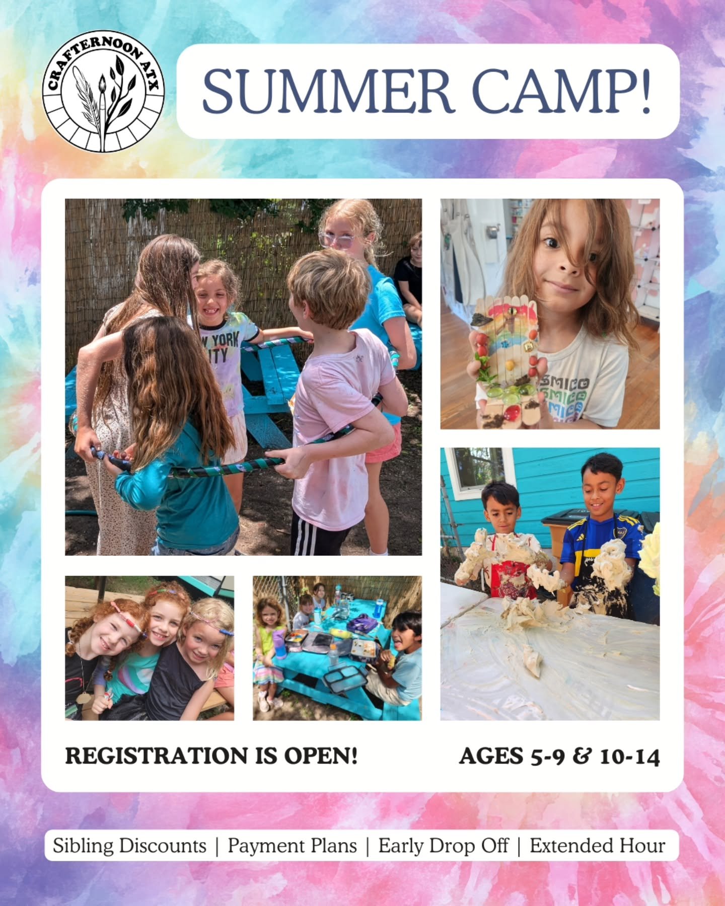 🌞Join us for all the fun this summer!🌞

Registration is OPEN! 
We have so many exciting themes this year and can't wait to dive into all the adventures! 

Find details on our website including offers like-
✔️Spanish Immersion Camps
✔️Sibling discou