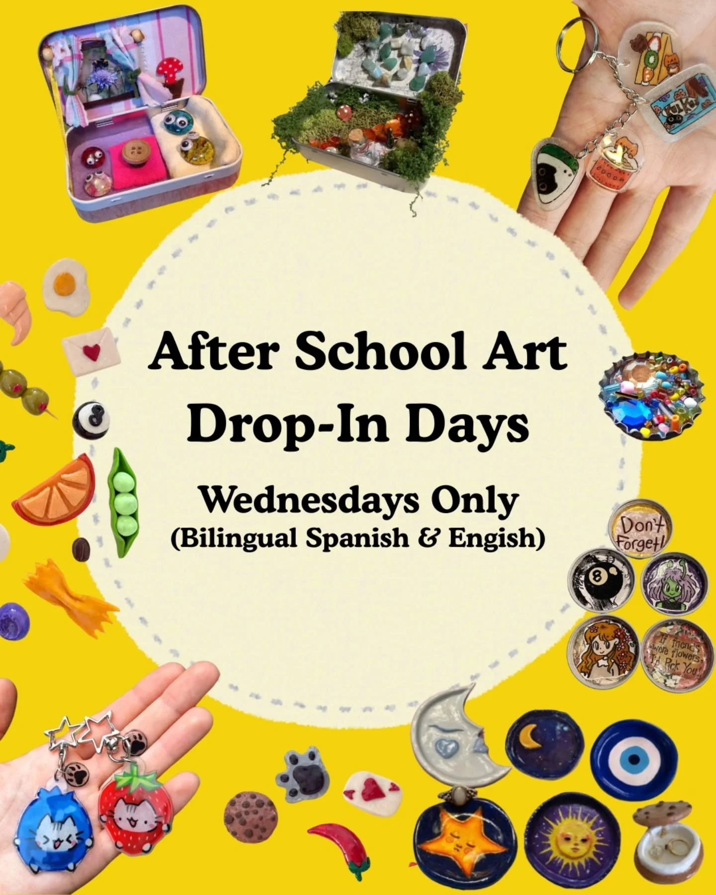🎨 Drop in for some after school creativity! 

Swipe to see the schedule >>>

We're closing out the school year with a few special drop in days. See what our bilingual Spanish art program is about! Meet our awesome teachers and take home a n