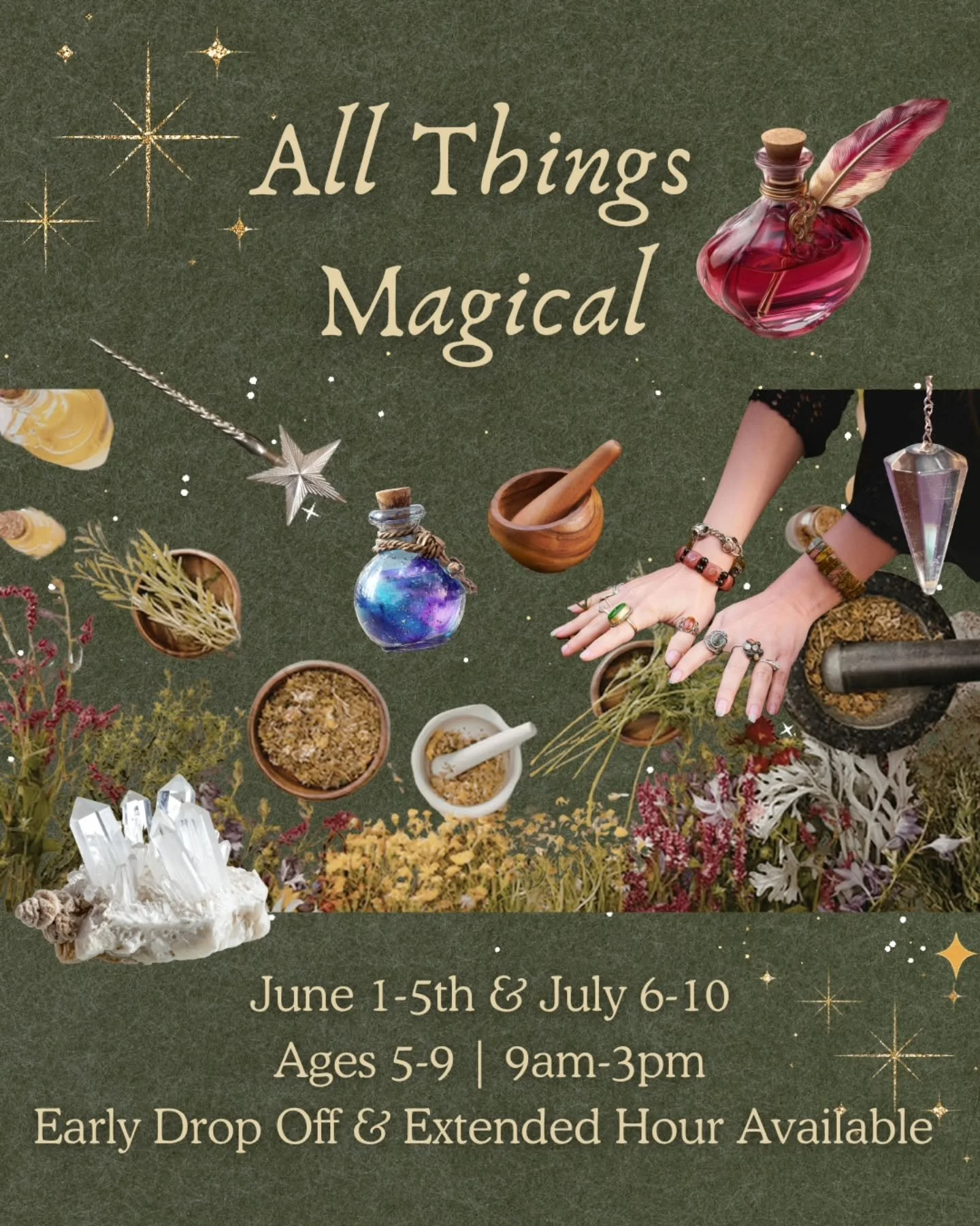 🌞 Summer break is around the corner!

Join us for all the fun camp themes this year, including this popular one right here. 

"All Things Magical" ✨️

Create magic with us at Crafternoon ATX!
We&rsquo;ll brew bubbly potions, design our ver