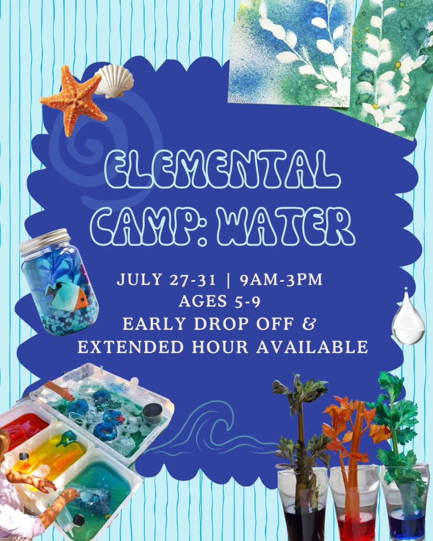 Summer Camp Highlight! 🌊🍉

💧Elemental Camp: Water! 
🗓July 27-31
🏊🏽&zwj;♀️Ages 5-9

What's summer without water play? This week our campers are getting soaked! Join us as we experiment with the power of water, splash and stay cool. 

Early Drop 