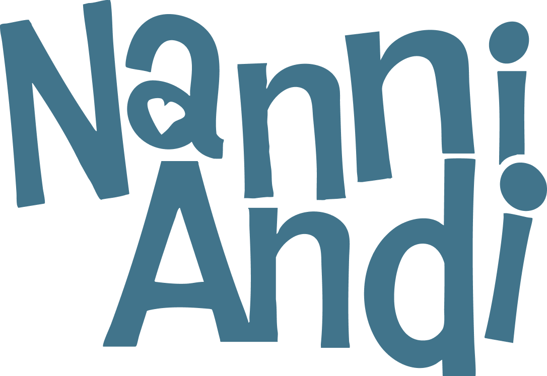 Stylized text reading "Nanni Andi" in blue with a heart shape inside the "a" of "Nanni."