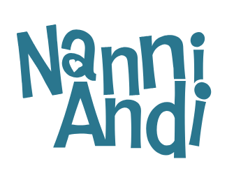 "Nanni Andi" text in playful font with heart design in letter 'a'.