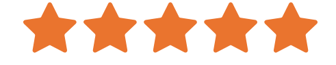 Five orange five-pointed stars in a row