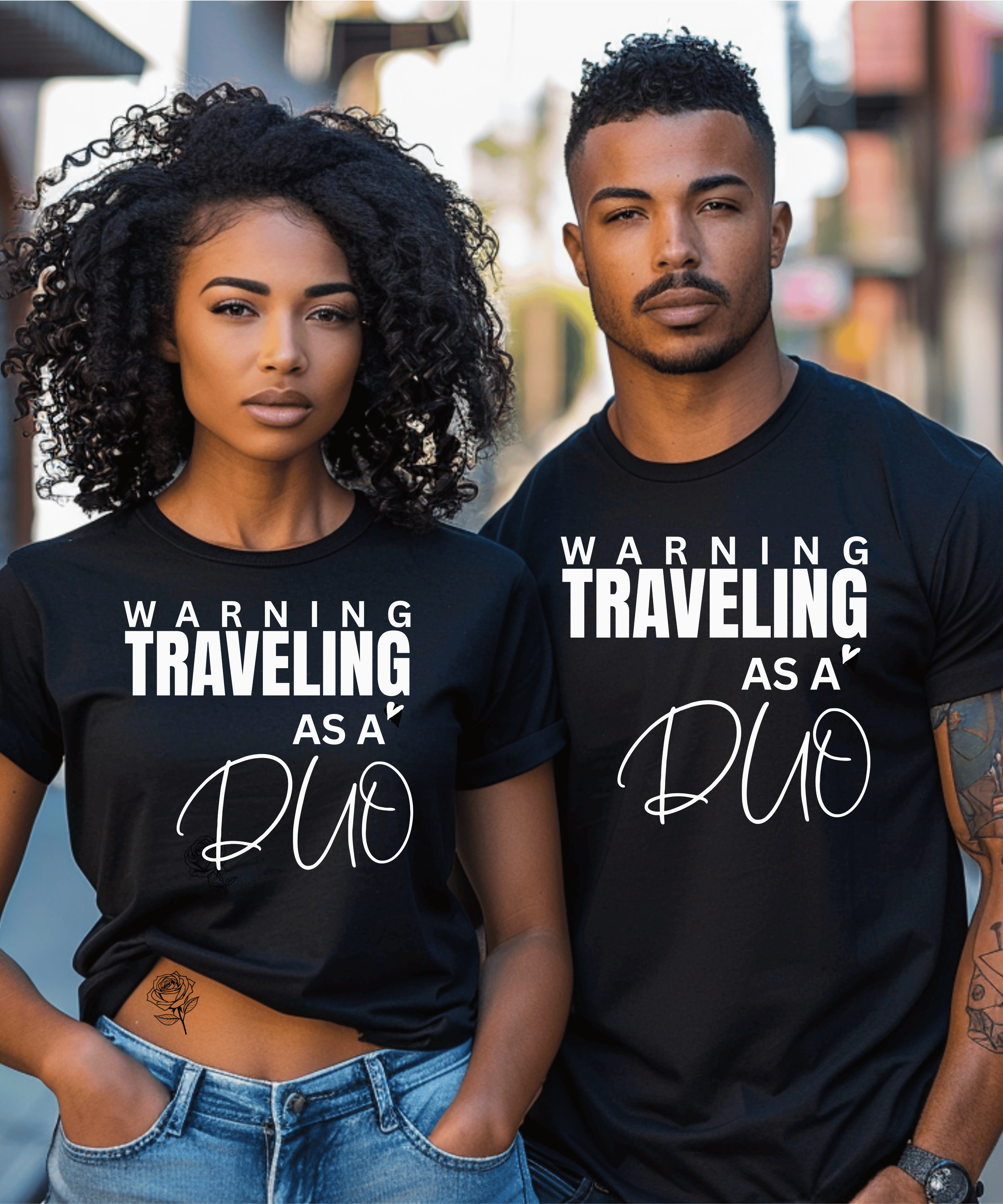 Warning: Traveling as a Duo – Couples Tee Set