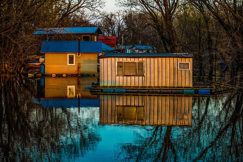 Winona Boathouse Reflection by PJM Image
