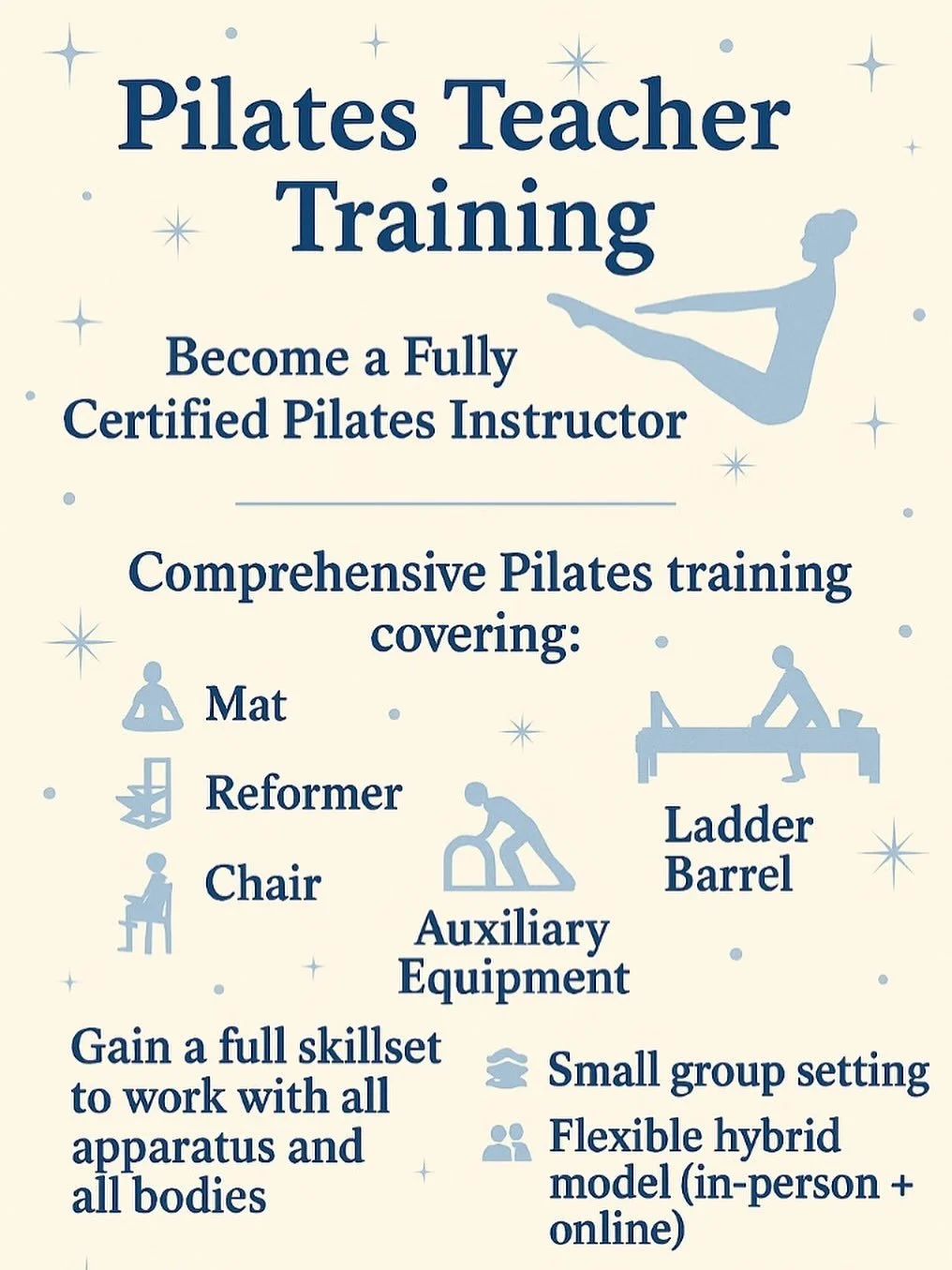 Your pilates era starts here! 🌟
DM us for more information!

#PilatesTraining #PilatesInstructor #TeacherTraining #PilatesCertification #PilatesLife #MatPilates #ReformerPilates #ChairPilates #LadderBarrel #PilatesCommunity #PilatesJourney #Movement