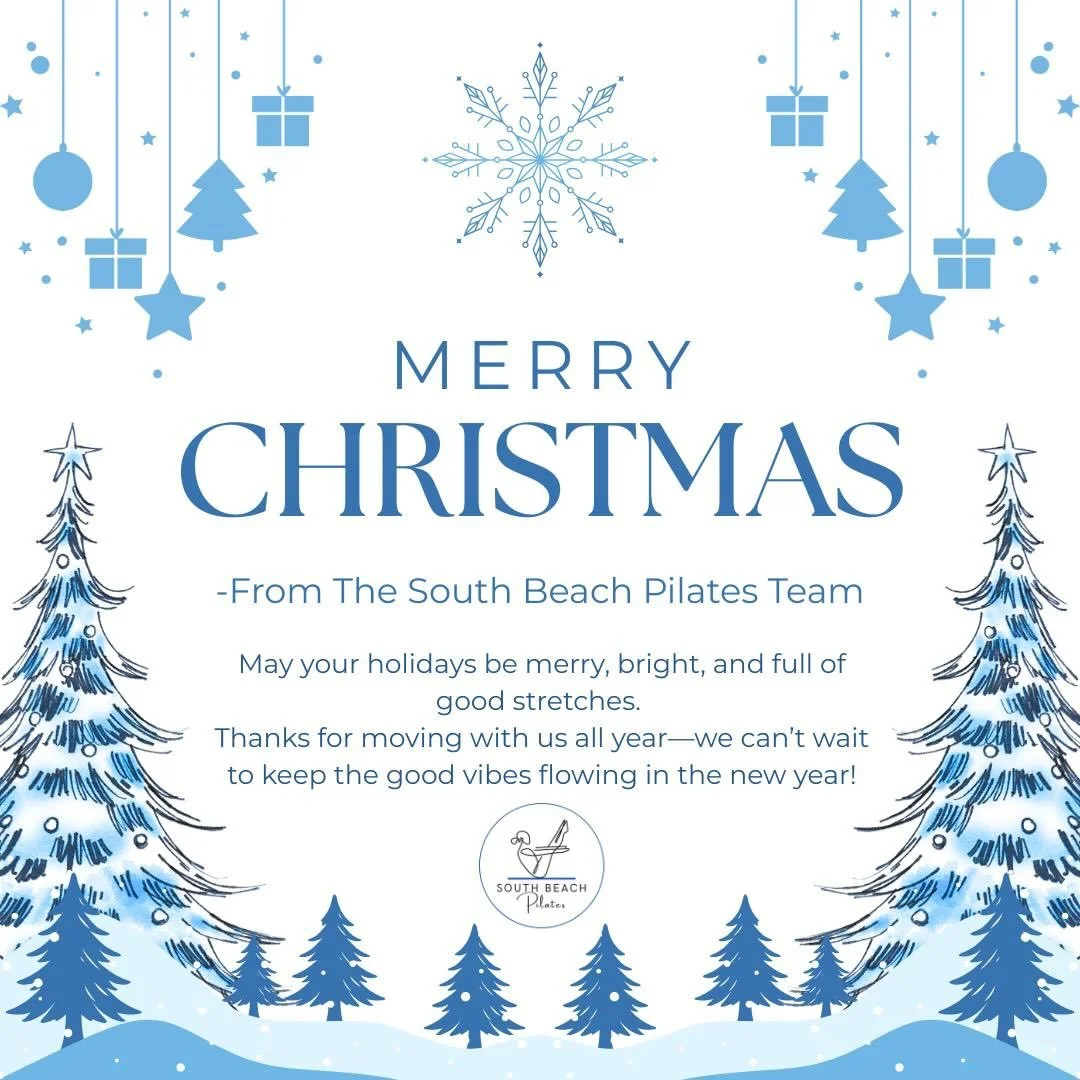 Merry Christmas from the South Beach Pilates team!
May your holidays be merry, bright, and full of good stretches 🎅🧘&zwj;♀️
Thanks for moving with us all year&mdash;we can&rsquo;t wait to keep the good vibes flowing in the new year!

✨🤍🎁

#MerryC