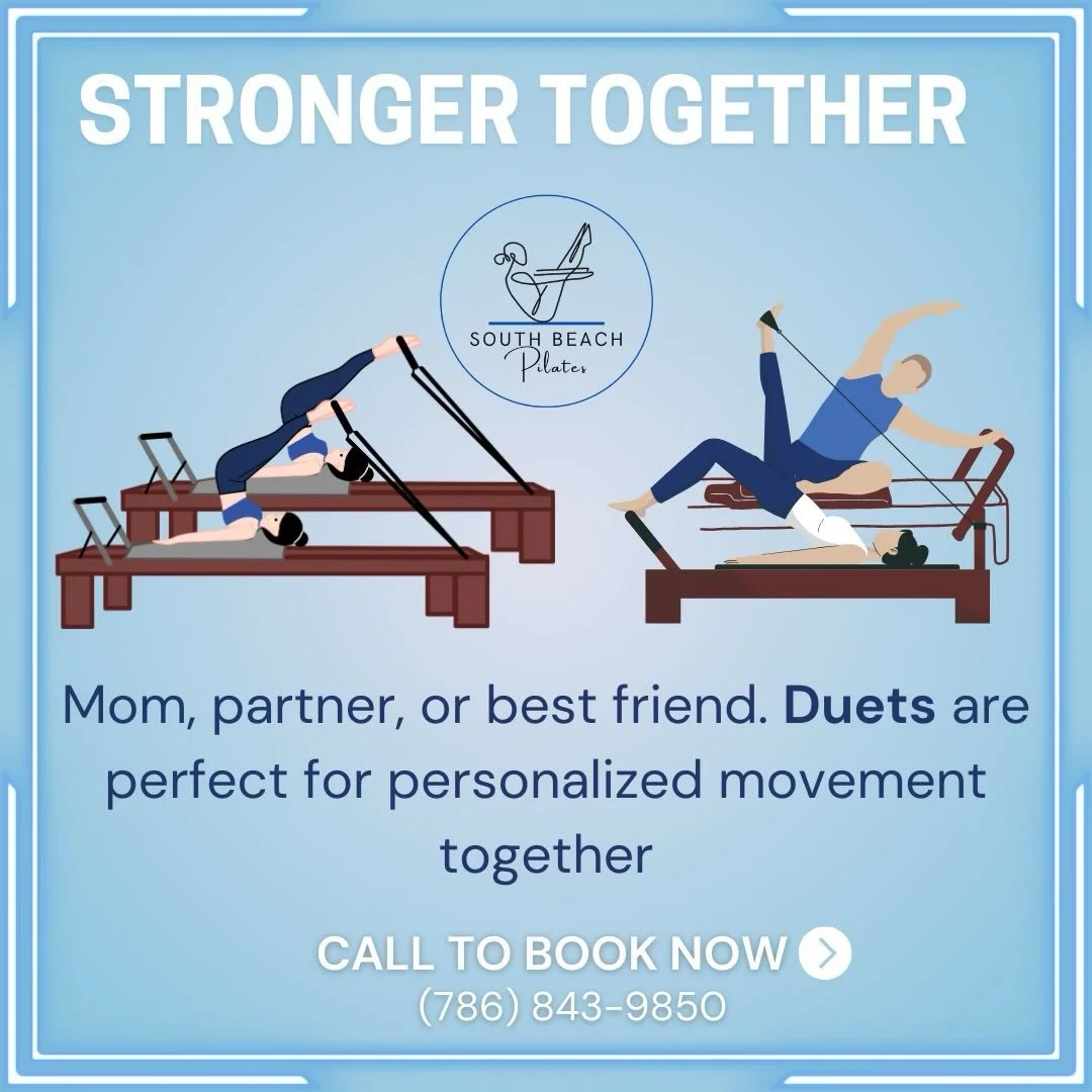 Duets are perfect for those who want personalized instruction with a friend. Safe, supportive movement, together.👯&zwj;♀️👫💙

#pilates #pilatesclass #miami #southbeachpilates  #southbeach #pilatesglow #pilatesprincess #pilatesstudio #workout #class