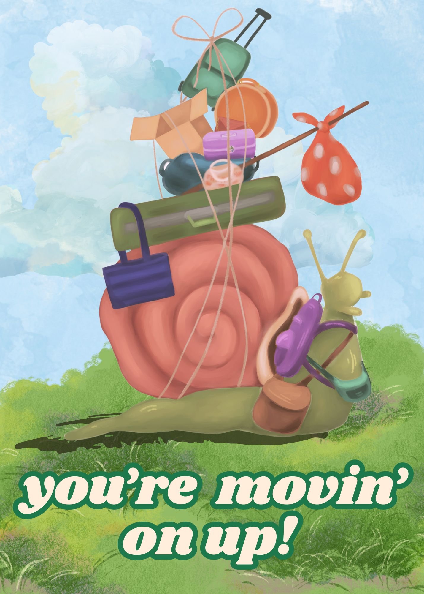 "Movin' On Up" Blank Greeting Card
