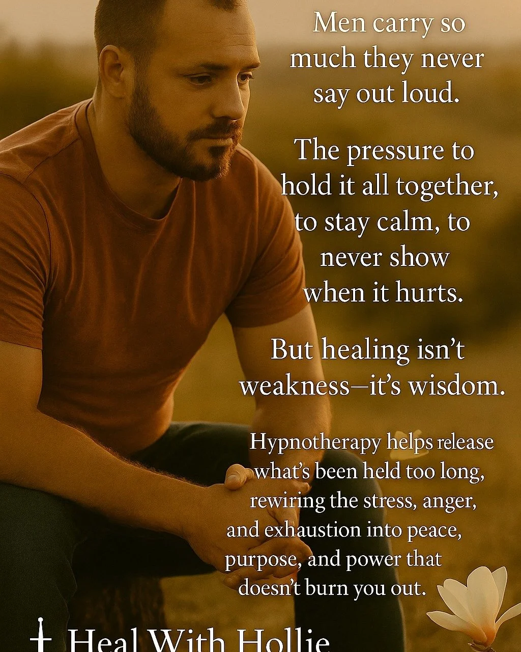 Men rarely get asked how their heart is doing.
Most were raised to &ldquo;be strong,&rdquo; to hold it together, to swallow their stress and stay quiet about their pain.

But silence has a cost.

Hypnotherapy gives men a place to put down what they&r
