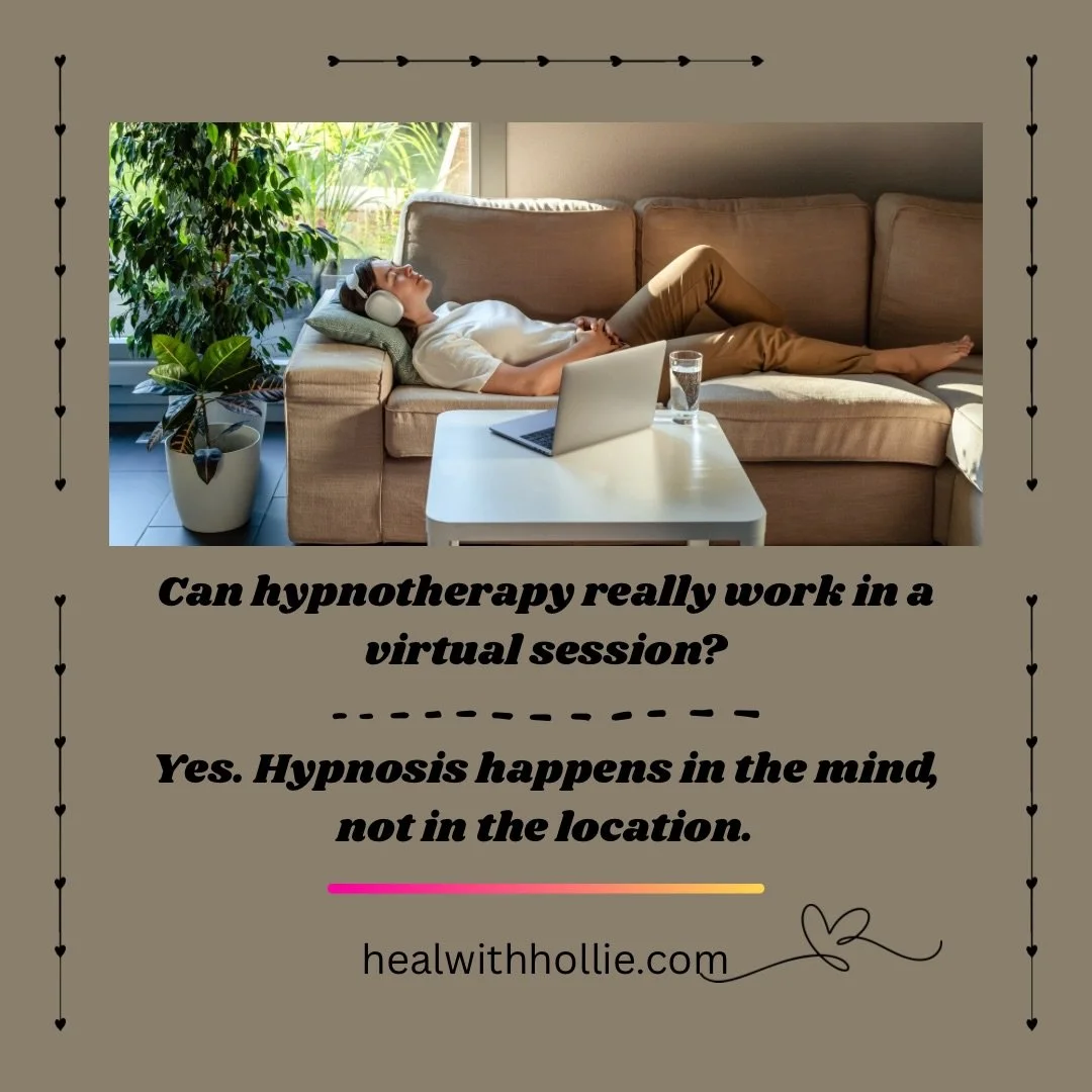 🎧⚖️

Can hypnotherapy really work in a virtual session? 💻 

Many people assume hypnotherapy has to be done in the same room to be effective. The truth is that hypnosis works through focused attention, language, and relaxation &mdash; all of which t