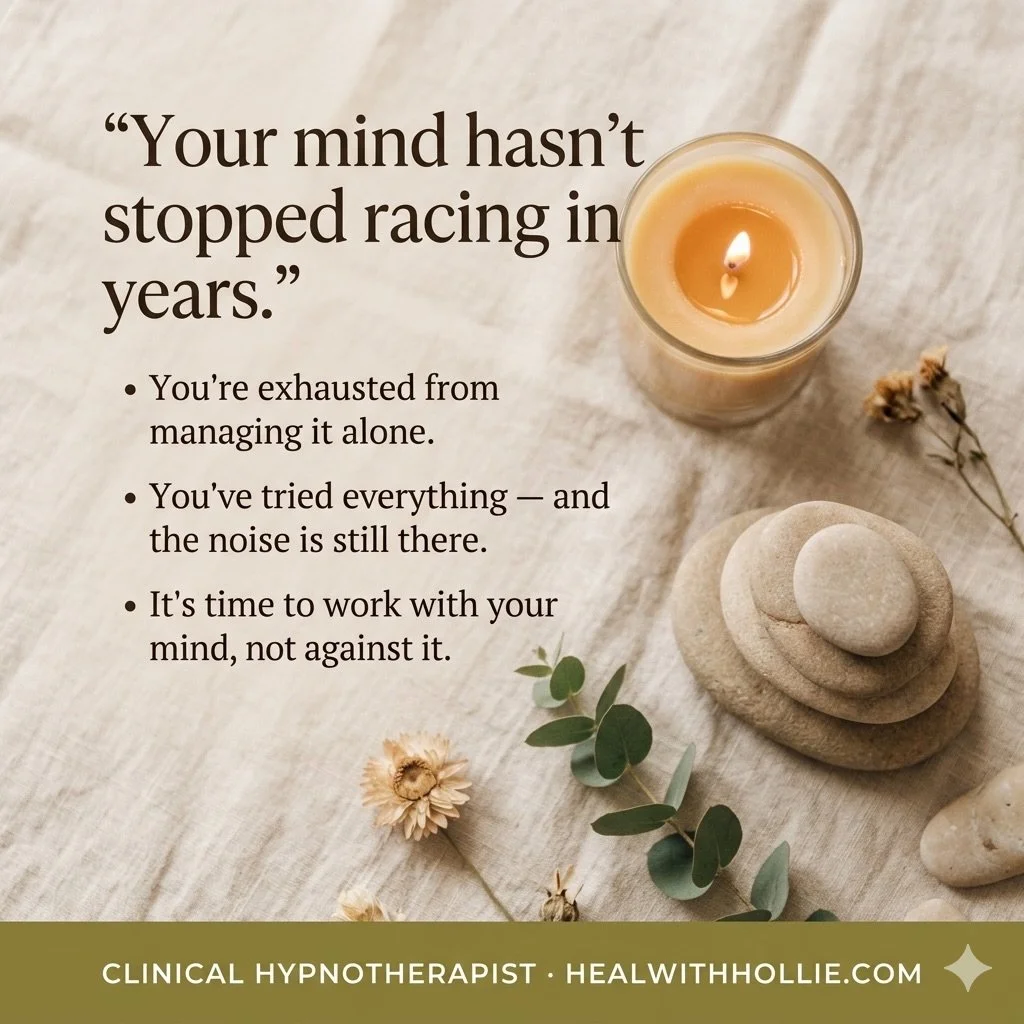 🪔🌷

🌀 What if the noise wasn&rsquo;t the problem?

Your mind is powerful &mdash; it just needs a new direction. Hypnotherapy works with your brain&rsquo;s natural patterns to quiet the chaos from the inside out. 🍃

✨ Ready to finally feel like yo