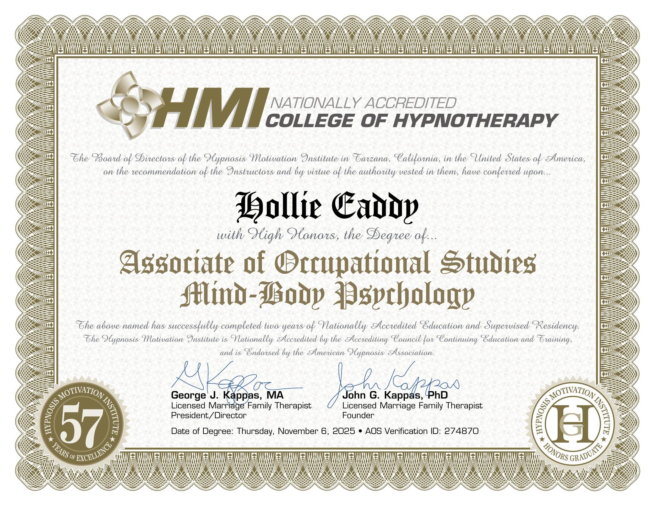 Degree in Mind-Body Psychology 