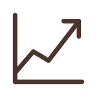 Line graph with an upward trending arrow.