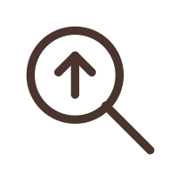 Magnifying glass with upward arrow inside
