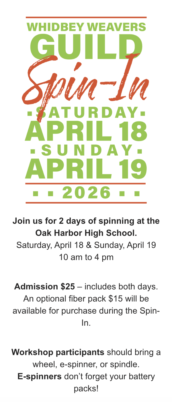 Whidbey Weavers Guild Spin-In 2026